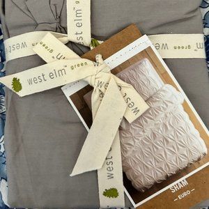 WEST ELM PINTUCK EURO SHAM GREY NWT